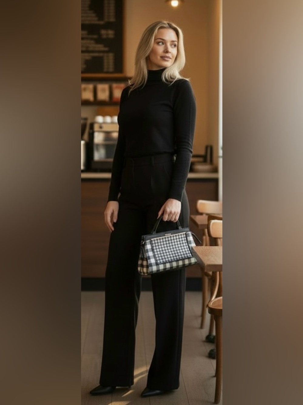 Calvin Klein Black and White Checkered Crossbody Bag - Picture 4 of 11